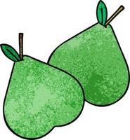 retro grunge texture cartoon green pear vector