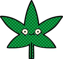 comic book style cartoon marijuana leaf vector