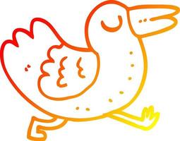 warm gradient line drawing cartoon bird vector