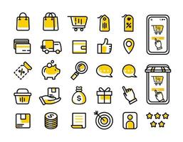 conjunto de iconos de tienda en línea moderna línea plana vector