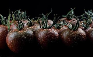 Black tomatoes. tomato background. Cherry tomatoes. Tomato cumato. photo