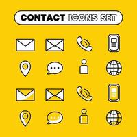 Contact icons set flat line vector