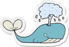 sticker of a cartoon whale spouting water vector