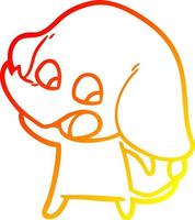 warm gradient line drawing cute cartoon elephant vector