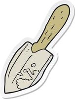 sticker of a cartoon trowel vector