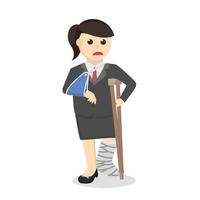 business woman secretary battered and sick design character on white background vector