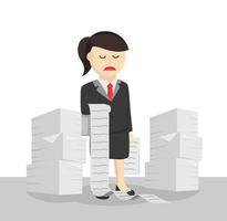 business woman stress because job paper vector