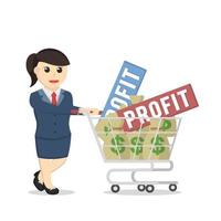 business woman secretary pick up the company profit design character on white background vector