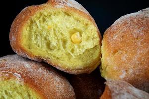 Beautiful cornbread close-up on. Art bread. Corn bread. photo