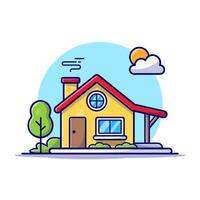 House Cartoon Vector Icon Illustration. Building Landmark  Icon Concept Isolated Premium Vector. Flat Cartoon Style