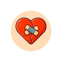 Broken Heart Love With Injury Tape Plaster Cartoon Vector  Icon Illustration. Art Object Icon Concept Isolated  Premium Vector. Flat Cartoon Style