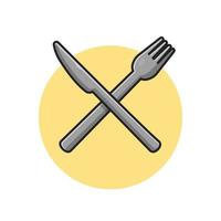 Ilustración de icono de vector de dibujos animados de tenedor y cuchillo. concepto de icono de objeto de comida vector premium aislado. estilo de dibujos animados plana