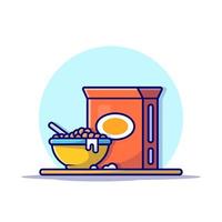 Cereal Box And Milk With Bowl Cartoon Vector Icon  Illustration. Food Object Icon Concept Isolated Premium  Vector. Flat Cartoon Style