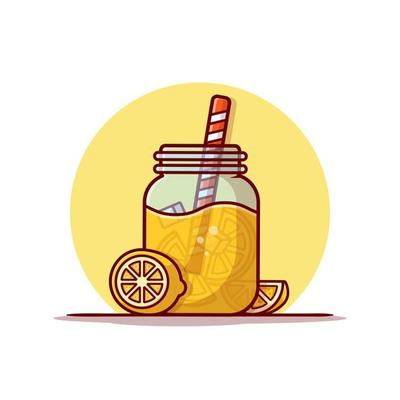 Orange Juice Cartoon Vector Icon Illustration. Drink Object  Icon Concept Isolated Premium Vector. Flat Cartoon Style