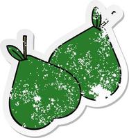 distressed sticker of a cute cartoon pears vector