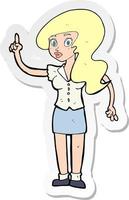 sticker of a cartoon pretty woman with idea vector