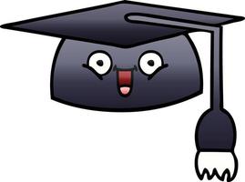 sombrero de graduación de dibujos animados sombreado degradado vector