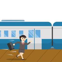 business woman missed the train people vector