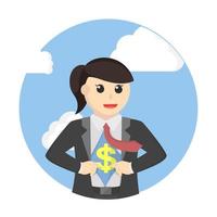 business woman showing icon design character on white background vector