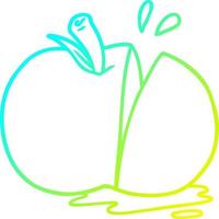 cold gradient line drawing cartoon sliced apple vector