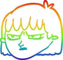 rainbow gradient line drawing angry woman vector