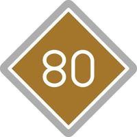 estilo de icono de límite de velocidad 80 vector