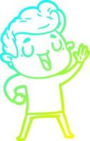 cold gradient line drawing happy cartoon man vector