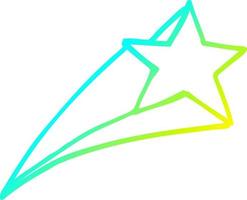 cold gradient line drawing cartoon shooting star vector