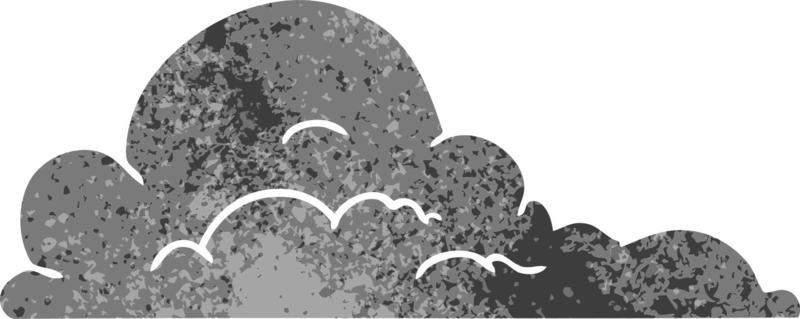 retro cartoon doodle of white large clouds