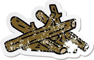 distressed sticker of a quirky hand drawn cartoon logs vector