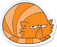 sticker of a cartoon grumpy cat vector