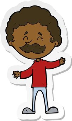 sticker of a cartoon happy man with mustache
