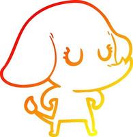 warm gradient line drawing cute cartoon elephant vector