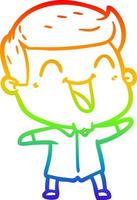rainbow gradient line drawing cartoon man laughing vector