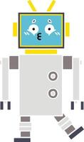 flat color retro cartoon robot vector