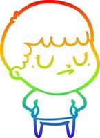 rainbow gradient line drawing cartoon grumpy boy vector