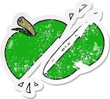 distressed sticker of a cartoon sliced apple vector