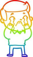 rainbow gradient line drawing cartoon man crying vector