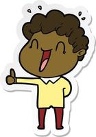 sticker of a cartoon happy man vector