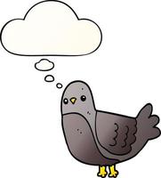 cartoon bird and thought bubble in smooth gradient style vector