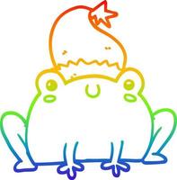 rainbow gradient line drawing cute cartoon christmas frog vector