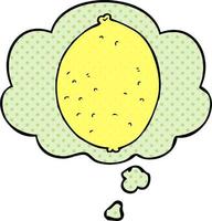 cartoon lemon and thought bubble in comic book style vector