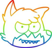 rainbow gradient line drawing cartoon fox face vector