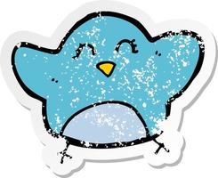 retro distressed sticker of a cartoon bird vector