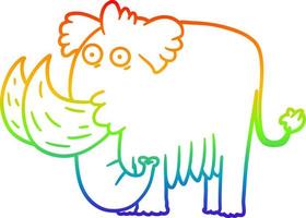 línea de gradiente de arco iris dibujo mamut de dibujos animados vector
