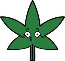 cute cartoon marijuana leaf vector