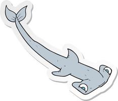 sticker of a cartoon hammerhead shark vector