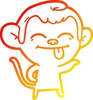 warm gradient line drawing funny cartoon monkey vector