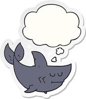 cartoon shark and thought bubble as a printed sticker vector