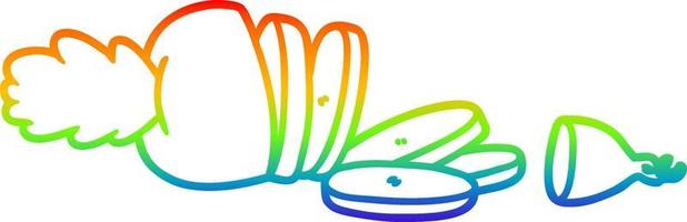 rainbow gradient line drawing cartoon carrot chopped vector